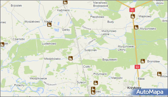 mapa Sulęcinek, Sulęcinek na mapie Targeo