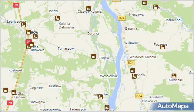 mapa Sulejów gmina Tarłów, Sulejów gmina Tarłów na mapie Targeo