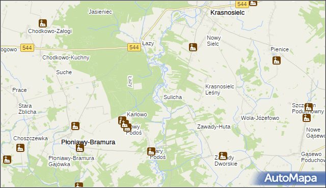 mapa Sulicha, Sulicha na mapie Targeo