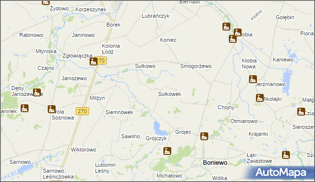 mapa Sułkówek, Sułkówek na mapie Targeo