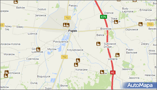 mapa Sułkowice Pierwsze, Sułkowice Pierwsze na mapie Targeo