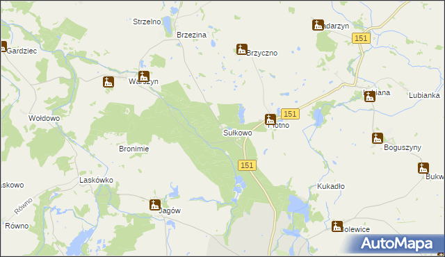 mapa Sułkowo gmina Pełczyce, Sułkowo gmina Pełczyce na mapie Targeo
