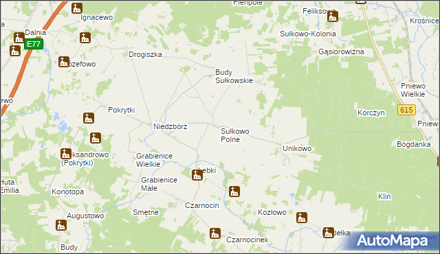 mapa Sułkowo Polne, Sułkowo Polne na mapie Targeo