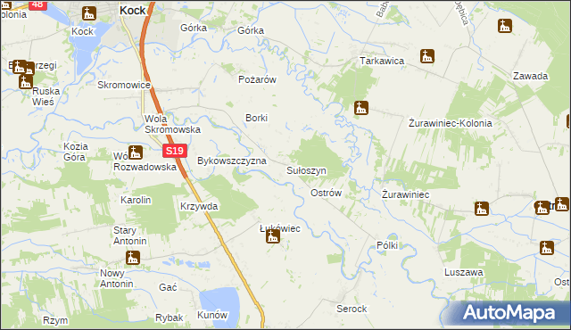 mapa Sułoszyn gmina Firlej, Sułoszyn gmina Firlej na mapie Targeo