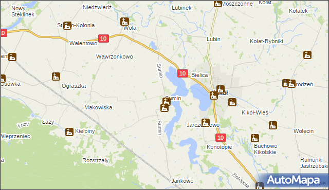 mapa Sumin gmina Kikół, Sumin gmina Kikół na mapie Targeo