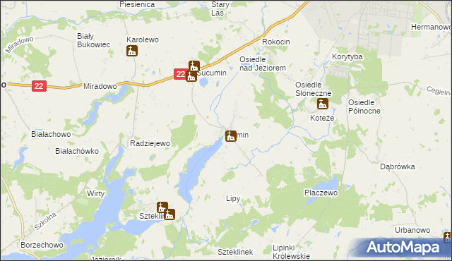 mapa Sumin gmina Starogard Gdański, Sumin gmina Starogard Gdański na mapie Targeo