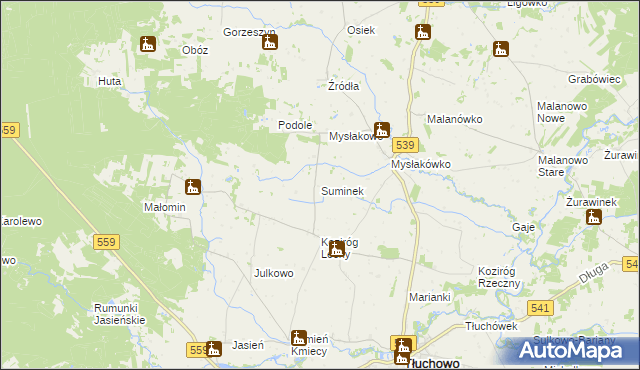 mapa Suminek, Suminek na mapie Targeo