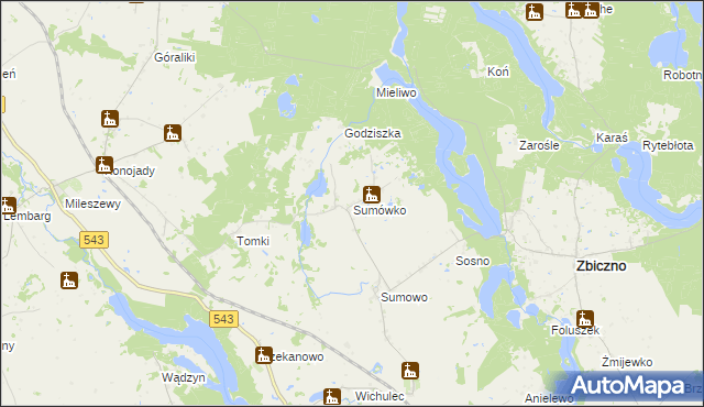 mapa Sumówko gmina Zbiczno, Sumówko gmina Zbiczno na mapie Targeo