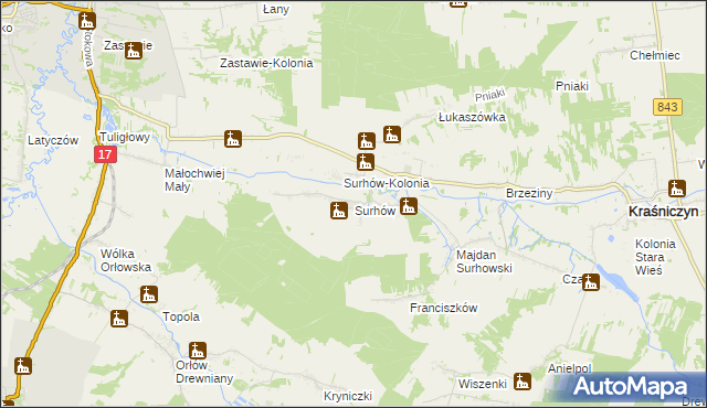 mapa Surhów, Surhów na mapie Targeo