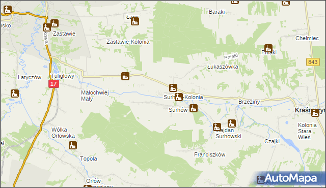 mapa Surhów-Kolonia, Surhów-Kolonia na mapie Targeo