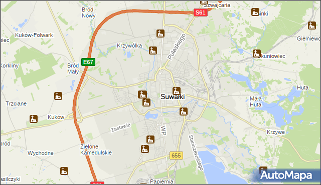 mapa Suwałk, Suwałki na mapie Targeo