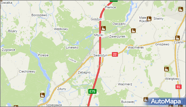 mapa Swarożyn, Swarożyn na mapie Targeo