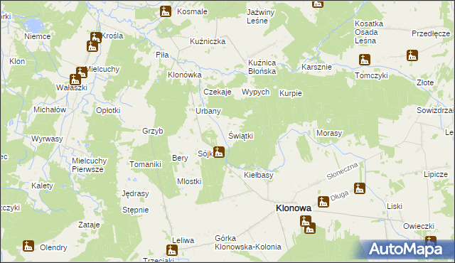 mapa Świątki gmina Klonowa, Świątki gmina Klonowa na mapie Targeo