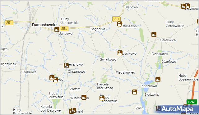mapa Świątkowo gmina Janowiec Wielkopolski, Świątkowo gmina Janowiec Wielkopolski na mapie Targeo