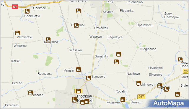 mapa Świątniki gmina Piotrków Kujawski, Świątniki gmina Piotrków Kujawski na mapie Targeo