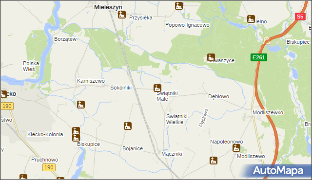 mapa Świątniki Małe gmina Mieleszyn, Świątniki Małe gmina Mieleszyn na mapie Targeo