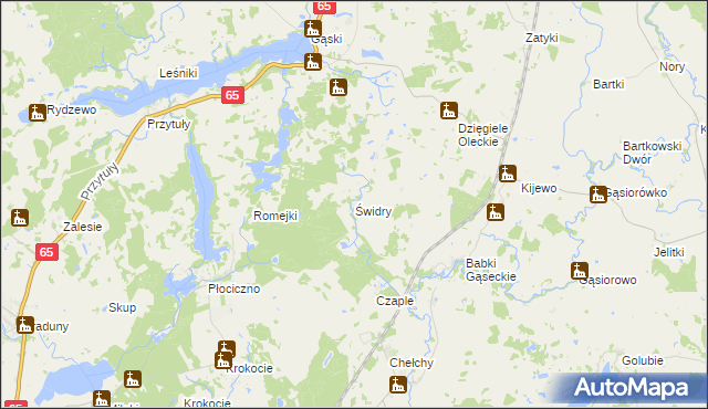 mapa Świdry gmina Olecko, Świdry gmina Olecko na mapie Targeo