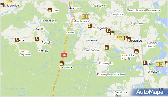 mapa Świebodów, Świebodów na mapie Targeo