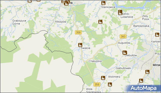 mapa Świecie gmina Leśna, Świecie gmina Leśna na mapie Targeo