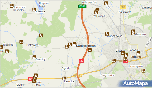 mapa Święciechowa, Święciechowa na mapie Targeo