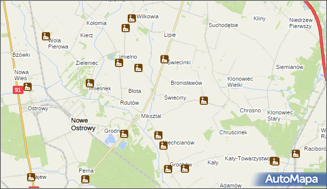 mapa Świeciny, Świeciny na mapie Targeo