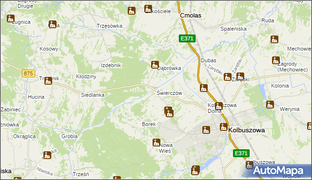 mapa Świerczów gmina Kolbuszowa, Świerczów gmina Kolbuszowa na mapie Targeo