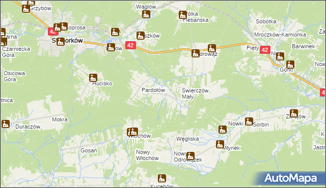 mapa Świerczów gmina Stąporków, Świerczów gmina Stąporków na mapie Targeo