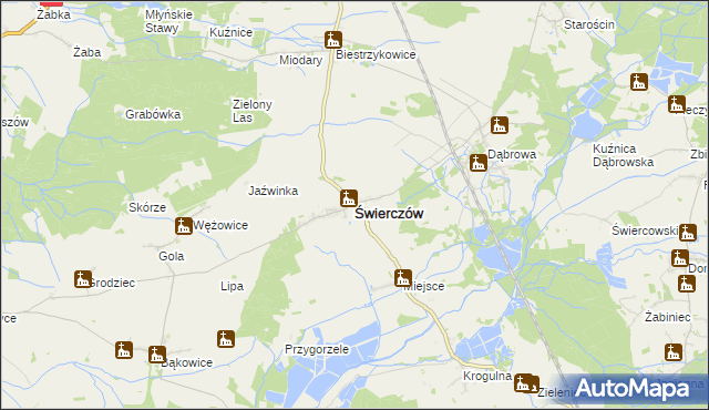 mapa Świerczów powiat namysłowski, Świerczów powiat namysłowski na mapie Targeo