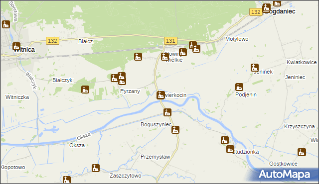 mapa Świerkocin gmina Witnica, Świerkocin gmina Witnica na mapie Targeo