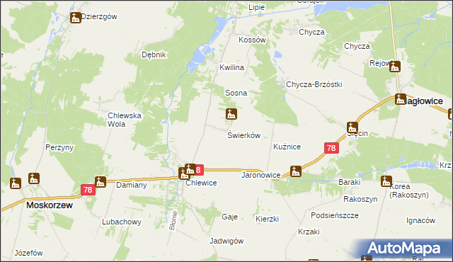 mapa Świerków, Świerków na mapie Targeo