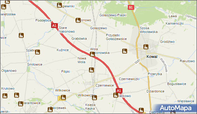 mapa Świerkowo gmina Choceń, Świerkowo gmina Choceń na mapie Targeo