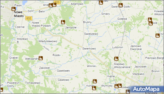 mapa Świerkowo gmina Świercze, Świerkowo gmina Świercze na mapie Targeo