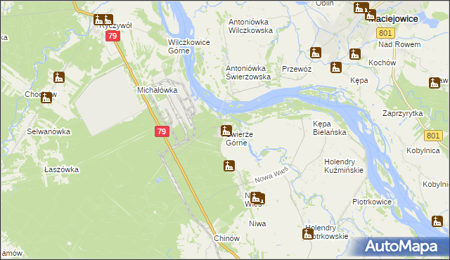 mapa Świerże Górne, Świerże Górne na mapie Targeo