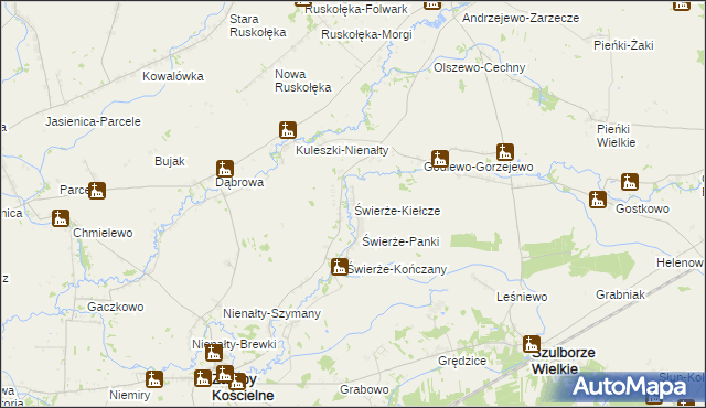 mapa Świerże-Kiełcze, Świerże-Kiełcze na mapie Targeo