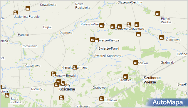 mapa Świerże-Kończany, Świerże-Kończany na mapie Targeo