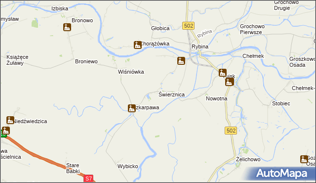 mapa Świerznica gmina Stegna, Świerznica gmina Stegna na mapie Targeo