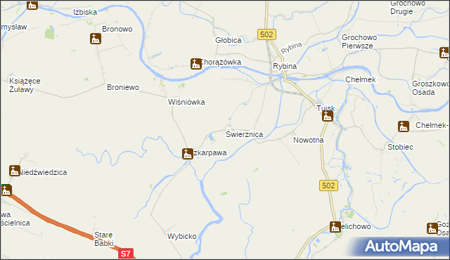 mapa Świerznica gmina Stegna, Świerznica gmina Stegna na mapie Targeo