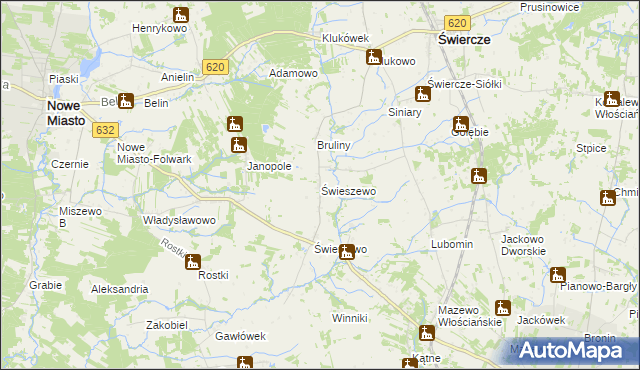 mapa Świeszewo gmina Świercze, Świeszewo gmina Świercze na mapie Targeo