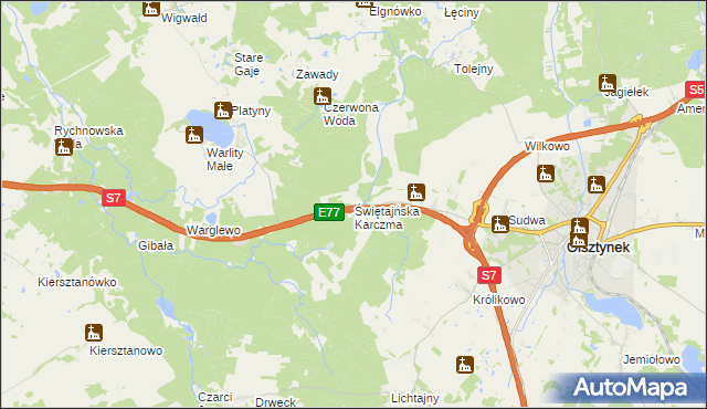 mapa Świętajńska Karczma, Świętajńska Karczma na mapie Targeo