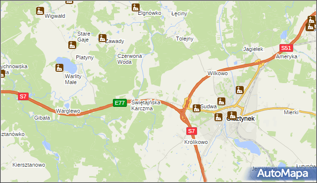 mapa Świętajny, Świętajny na mapie Targeo