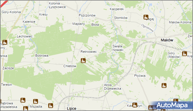 mapa Święte Laski, Święte Laski na mapie Targeo