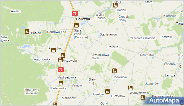 mapa Świetlikowa Wola, Świetlikowa Wola na mapie Targeo