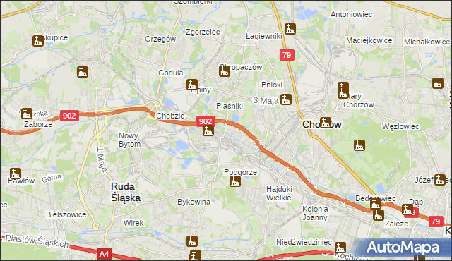 mapa Świętochłowice, Świętochłowice na mapie Targeo