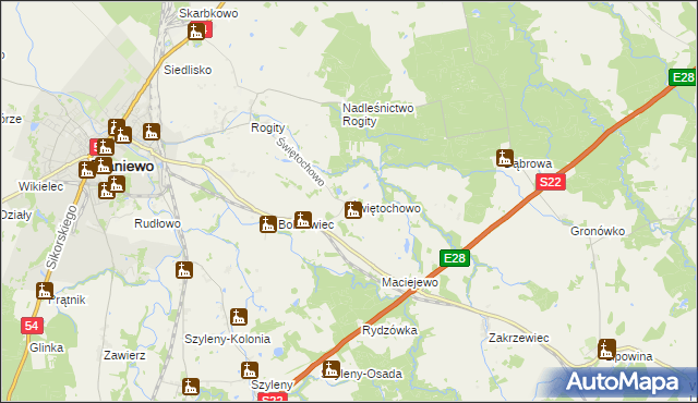 mapa Świętochowo, Świętochowo na mapie Targeo