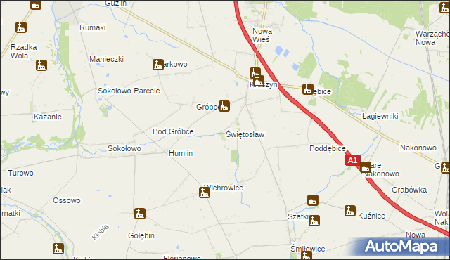 mapa Świętosław gmina Włocławek, Świętosław gmina Włocławek na mapie Targeo