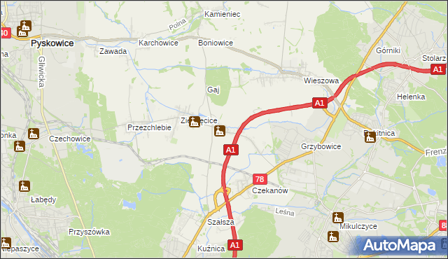 mapa Świętoszowice, Świętoszowice na mapie Targeo