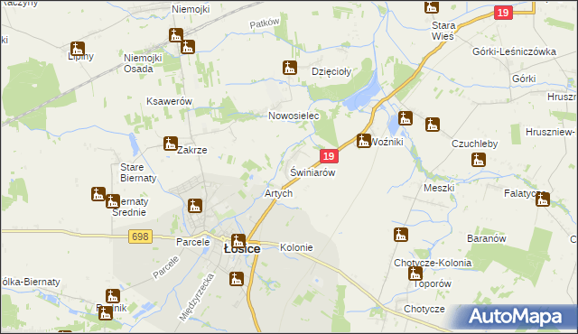 mapa Świniarów, Świniarów na mapie Targeo