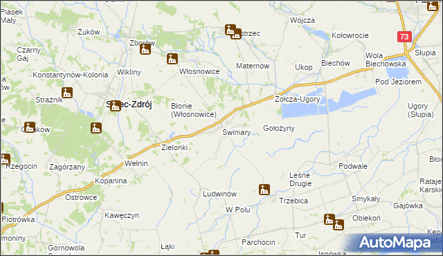 mapa Świniary gmina Solec-Zdrój, Świniary gmina Solec-Zdrój na mapie Targeo