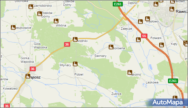 mapa Świniary gmina Wąsosz, Świniary gmina Wąsosz na mapie Targeo