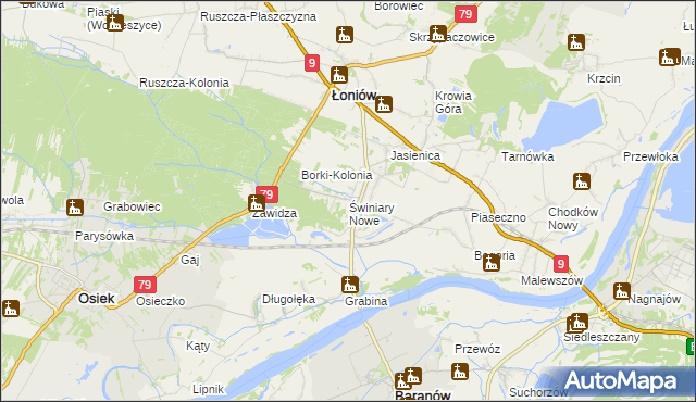 mapa Świniary Nowe, Świniary Nowe na mapie Targeo